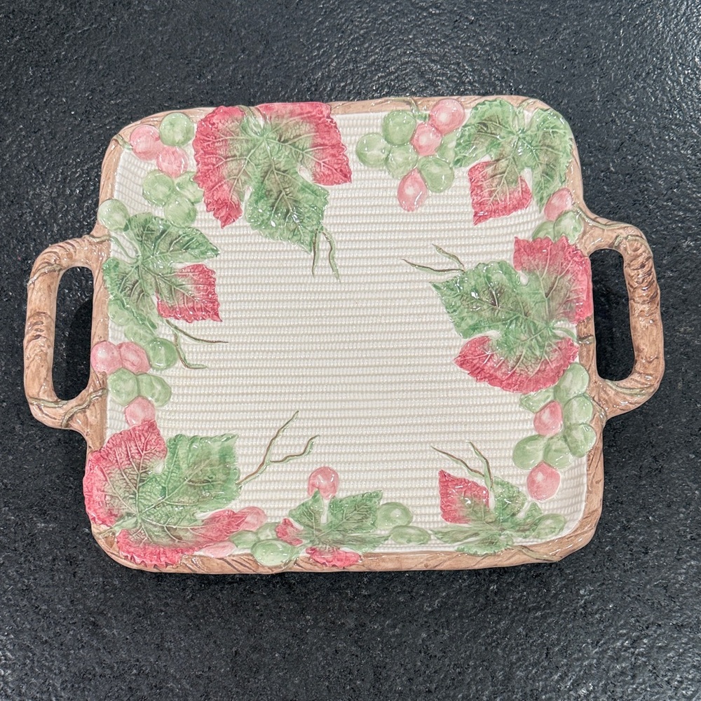 🍇 Fitz and Floyd Red & Green Grapevine Serving Tray 🍇
